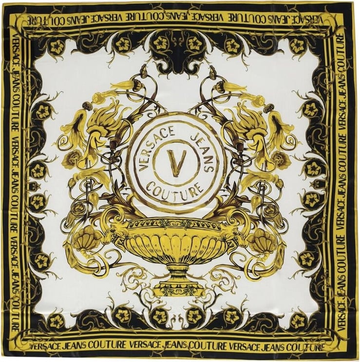 Versace Jeans Couture V-emblem White Gold Foulard Scarf White Wit