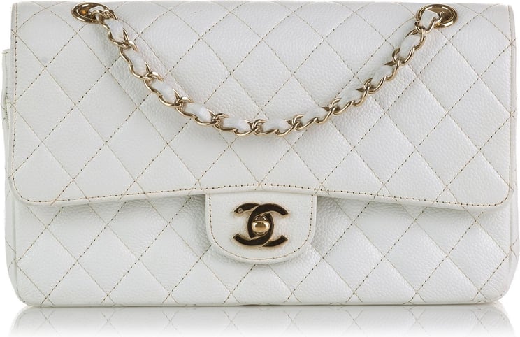 Chanel Medium Classic Caviar Leather Double Flap Bag Wit