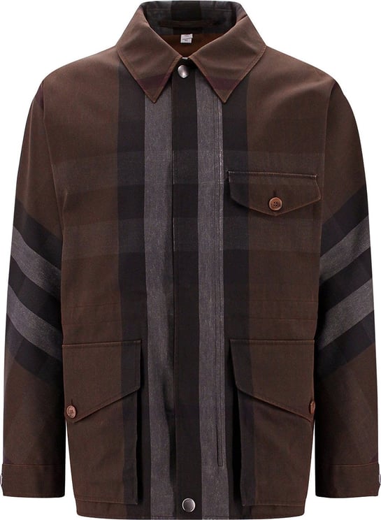 Burberry Cotton and nylon jacket with tartan motif Bruin