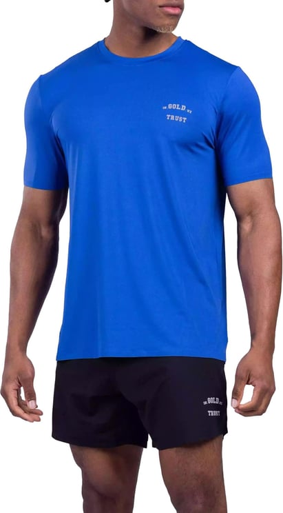 In Gold We Trust Sport T-Shirt Heren Blauw Blauw