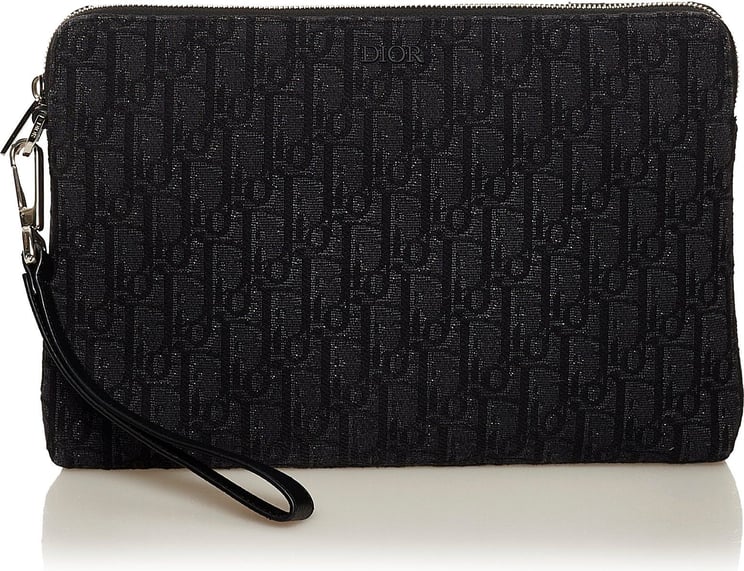 Dior Dior Oblique Canvas Clutch Bag. Zwart