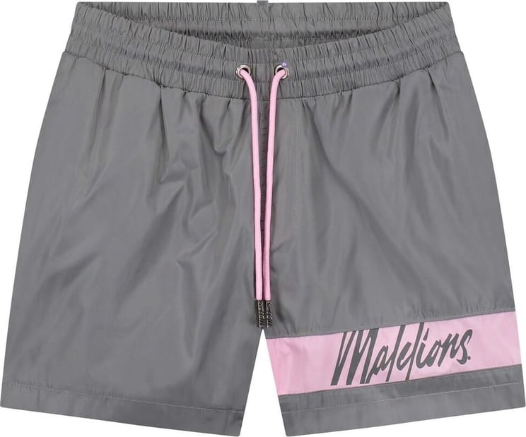 Malelions Captain Swimshort - Matt Grey/Pink Grijs