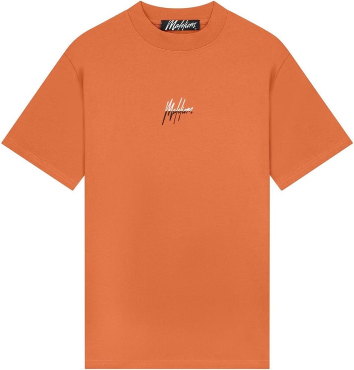 Malelions Oversized Split T-Shirt - Orange/Wh Oranje