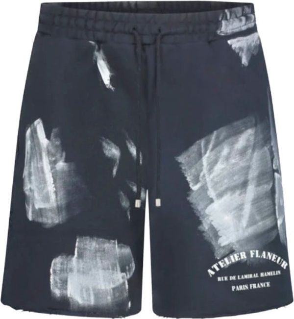 FLÂNEUR Atelier Shorts With Paint Stains In Navy Blauw