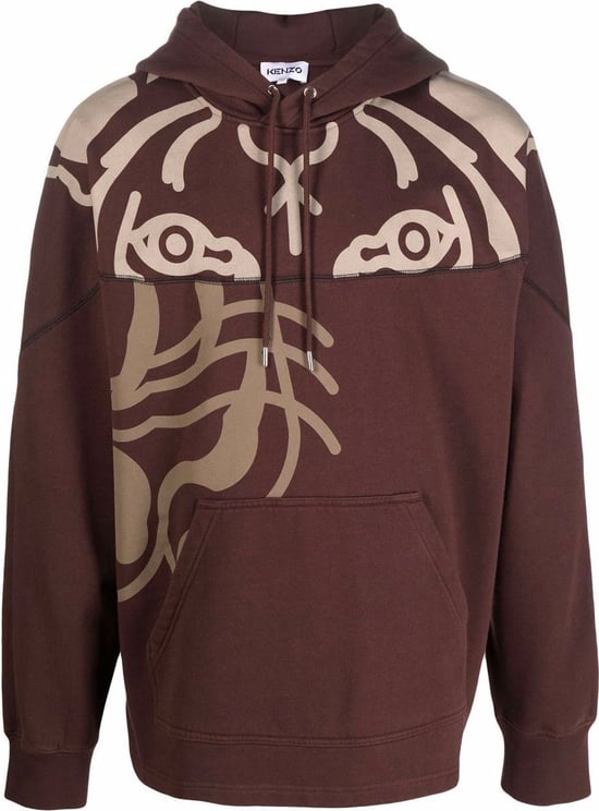 Kenzo Kenzo Tiger-Print Pullover Hoodie Sweatshirt Bruin