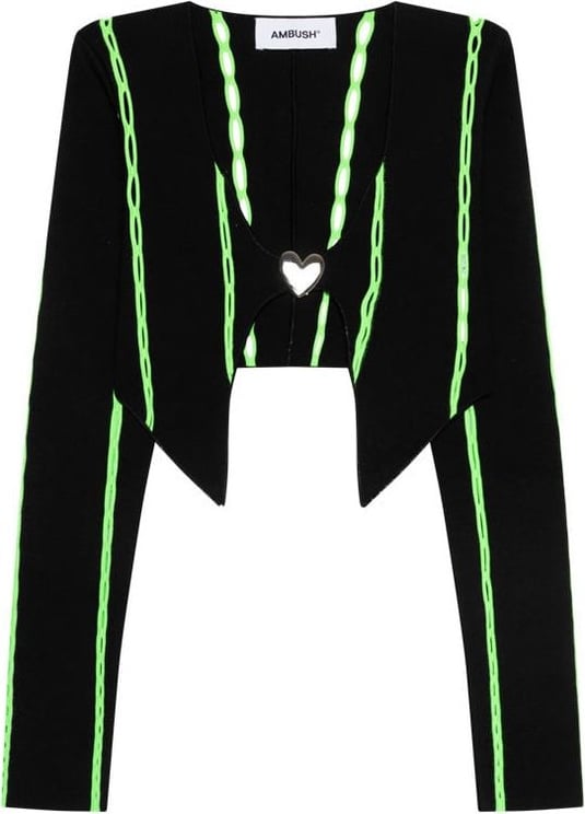 AMBUSH Crop Knit Cardigan Black Sharp Green Zwart