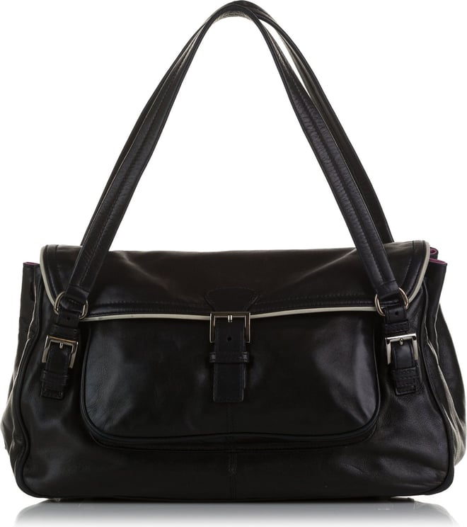 Prada Leather Shoulder Bag. Zwart