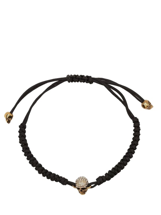 Alexander McQueen Pavé Skull Frienship Bracelet Zwart