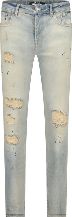 Malelions Men Stained Jeans - Light Blue Blauw