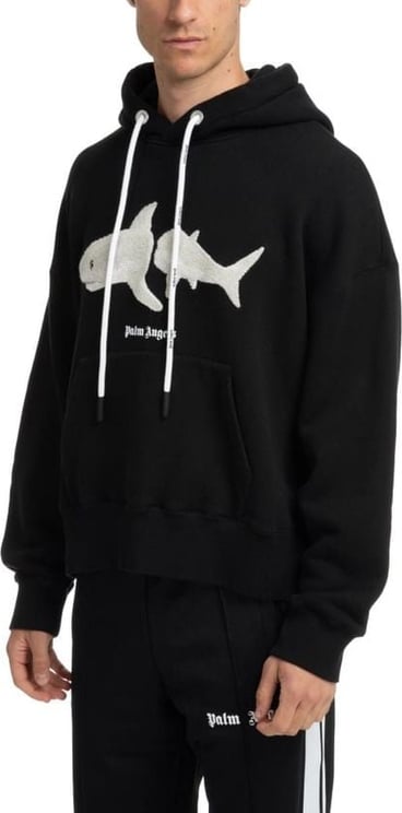Palm Angels White Shark long-sleeve hoodie Zwart