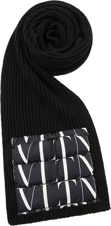 Valentino Valentino Wool Logo Scarf Zwart