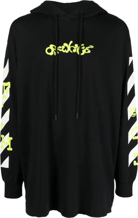 OFF-WHITE logo-print cotton hoodie Zwart