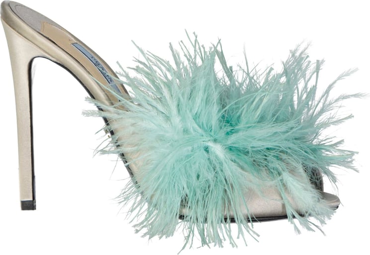Prada Prada Silk end Feathers Sandals Beige