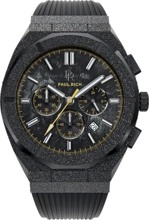 Paul Rich Limited Motorsport LMS03-R Frosted Carbon Yellow Rubber horloge Zwart