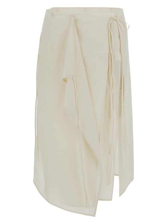 Lemaire Layered Soft Midi Skirt Wit