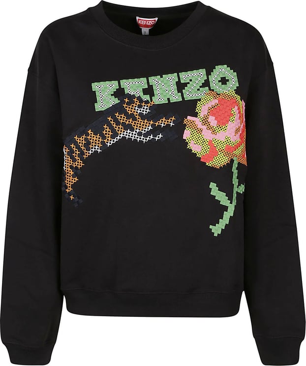 Kenzo Pixel Regular Sweatshirt Black Zwart