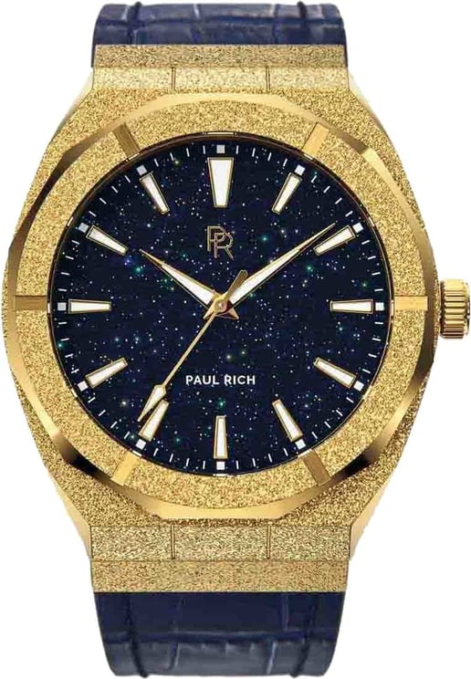 Paul Rich Frosted Star Dust Gold FSD02-L Leather horloge 45 mm Blauw