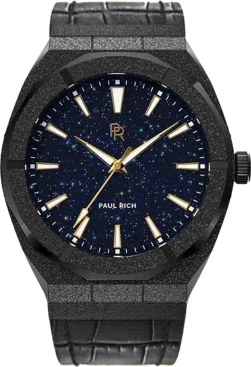 Paul Rich Frosted Star Dust Black FSD01-L Leather horloge 45 mm Blauw