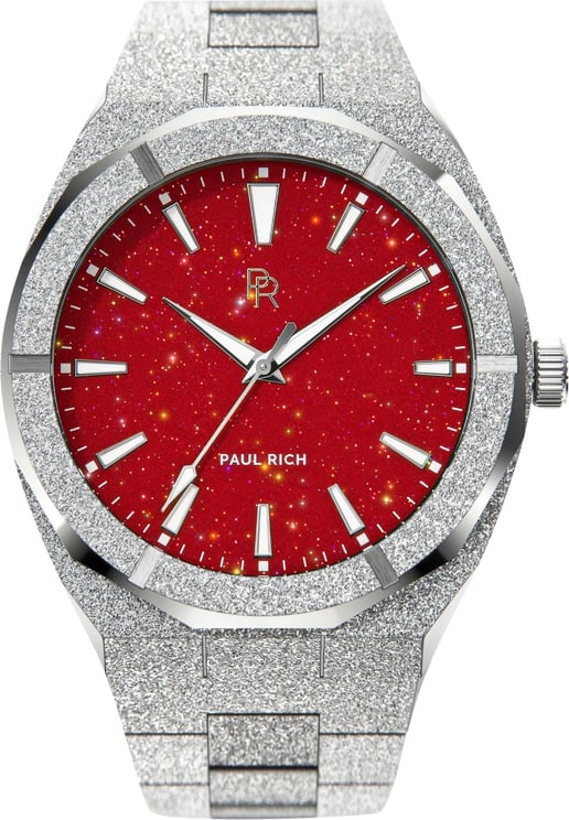 Paul Rich Frosted Star Dust Silver Red FSD08 horloge Rood