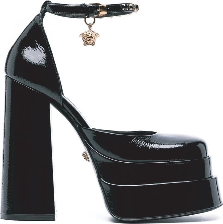 Versace Versace Leather Platform Sandals Zwart