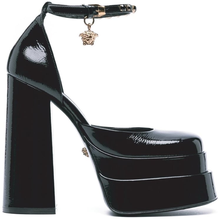 Versace Versace Leather Platform Sandals Zwart