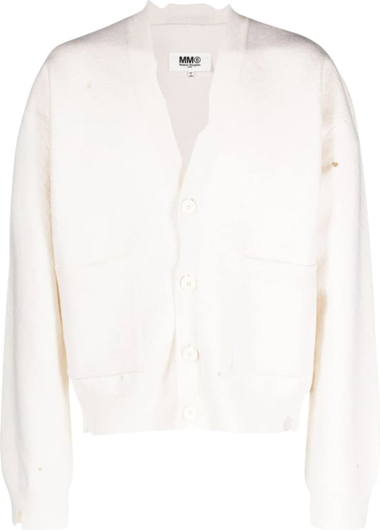 MM6 Maison Margiela Cardigan Semi Collar Off White Wit