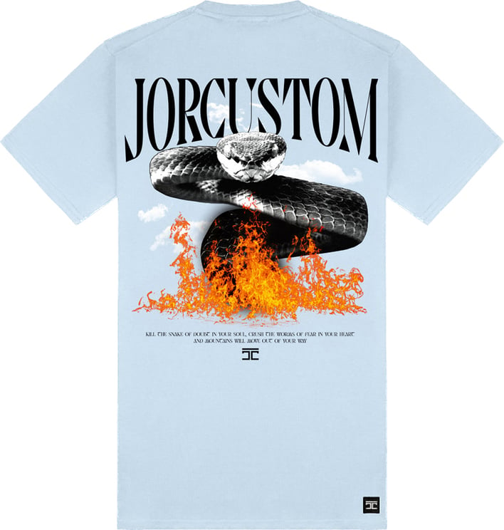 JORCUSTOM Snake Slim Fit T-Shirt LightBlue Blauw