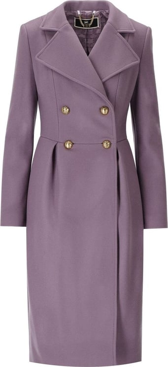 Elisabetta Franchi Candy Violet Double Breasted Coat Purple Paars