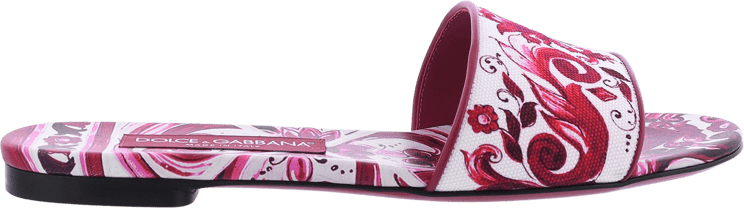 Dolce & Gabbana Maiolica Fucsia Flat Slides Roze
