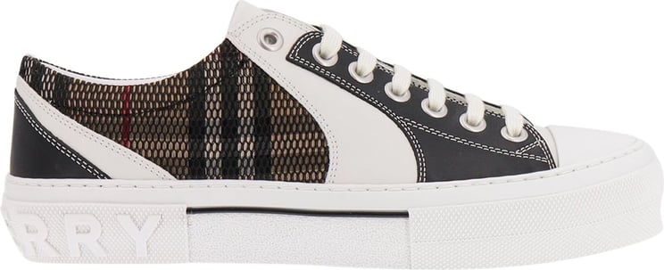 Burberry Mesh and leather sneakers with Vintage check motif Zwart
