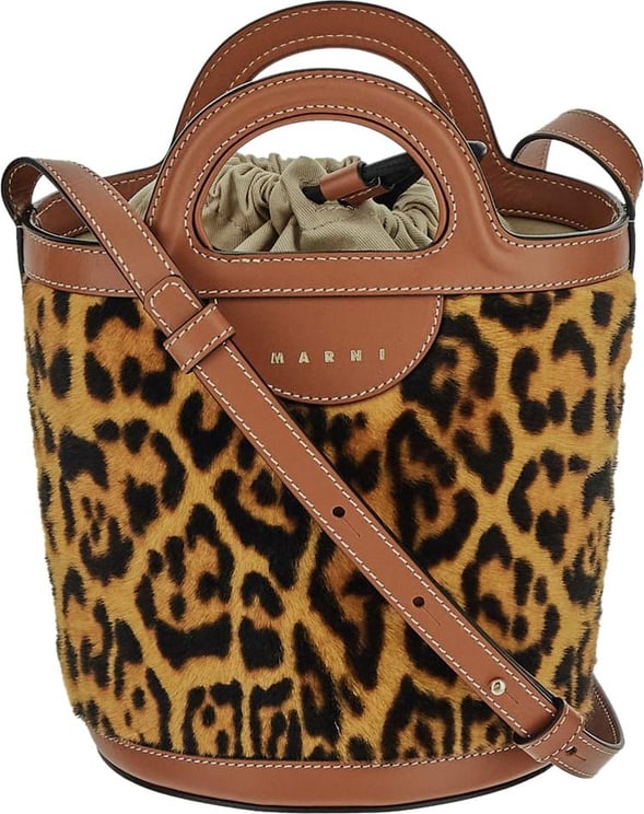 Marni Leopard Bucket Bag Bruin