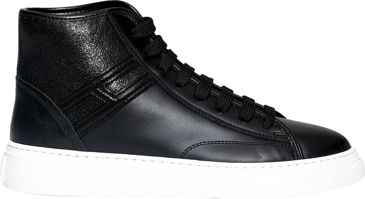 HOGAN Sneaker H366 in pelle nera con fondo a cassetta Zwart