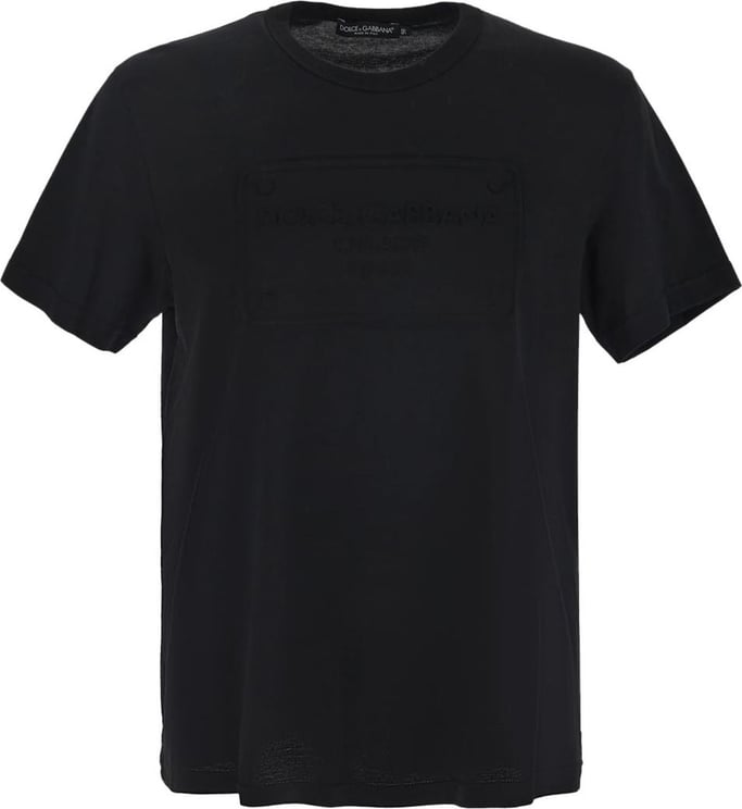 Dolce & Gabbana Cotton T-Shirt With Embossed Logo Zwart