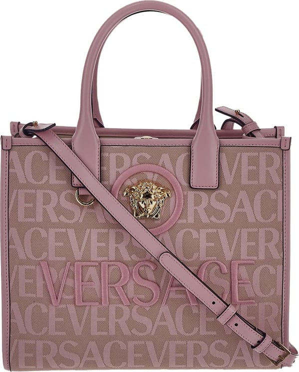 Versace All-Over Logo Small Tote Bag Roze