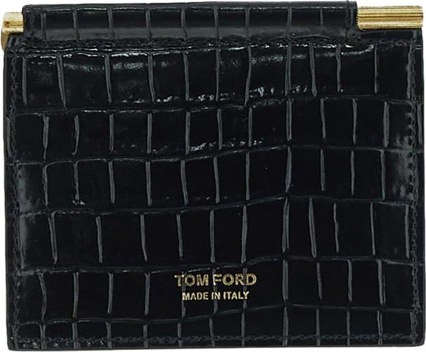Tom Ford Crocodile Money Clip Card Holder Zwart
