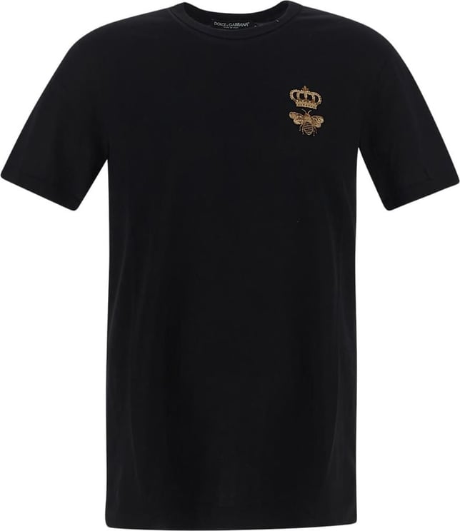 Dolce & Gabbana Cotton T-Shirt With Embroidery Zwart