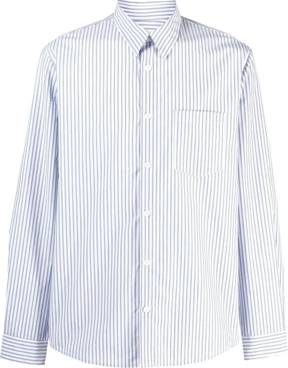 A.P.C. chemise en coton a rayures Blauw