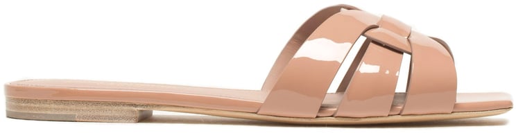 Saint Laurent Saint Laurent Tribute Leather Slides Beige