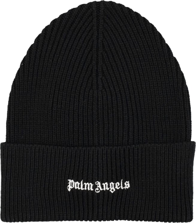 Palm Angels Classic logo ribbed beanie Wit