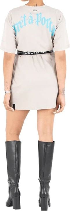 Quotrell Miami T-shirt Dress | Taupe / Aqua Taupe