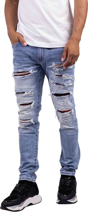 Amicci Paolo Jeans Heren Lichtblauw/Rood Blauw