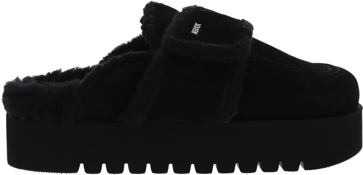 Nubikk Teddy Chunky Fur | Black Raven Slipper for Women Zwart