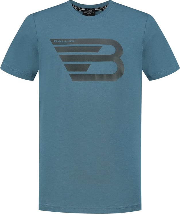 Ballin Amsterdam T-shirt met front logo mid blue Blauw