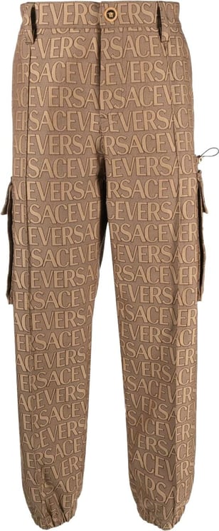 Versace All-Over Logo Cargo Trousers Bruin