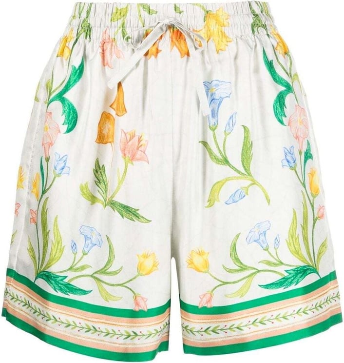 Casablanca Casablanca Arche Fleurie Silk Shorts Wit