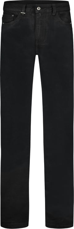 FLÂNEUR Straight Jeans in Waxed Black Denim Zwart