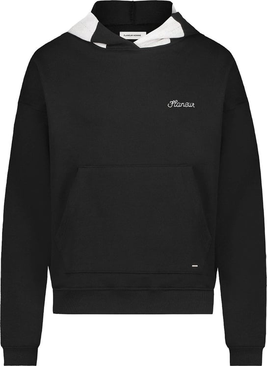 FLÂNEUR Knitted Hood hoodie in Black Zwart