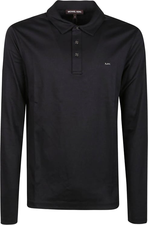 Michael Kors Long Sleeve Sleek Polo Shirt Black Zwart
