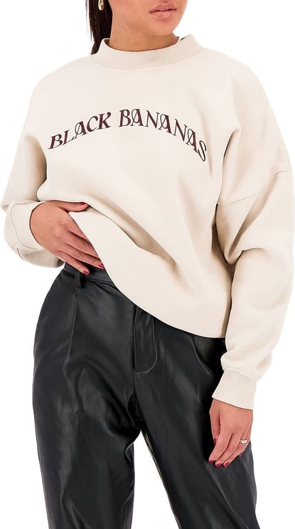 Black Bananas Wmn Flora Crewneck Sweater Beige