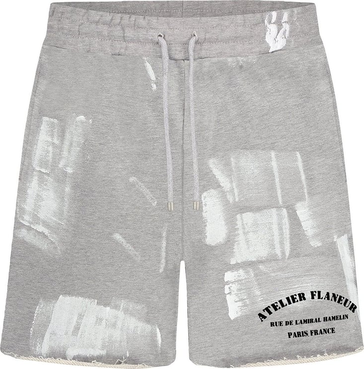 FLÂNEUR 'Atelier' Shorts with Paint Stains in Grey Grijs